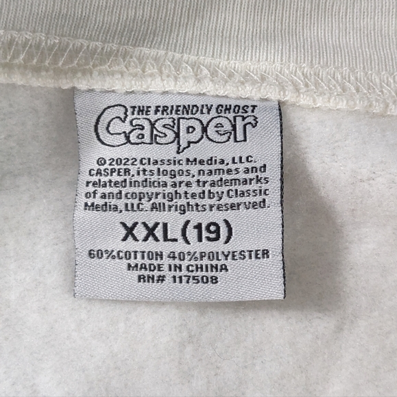 Casper The Friendly Ghost Women's White Fleece Pullover Sweatshirt, Size XXL(19) - Picture 4 of 4